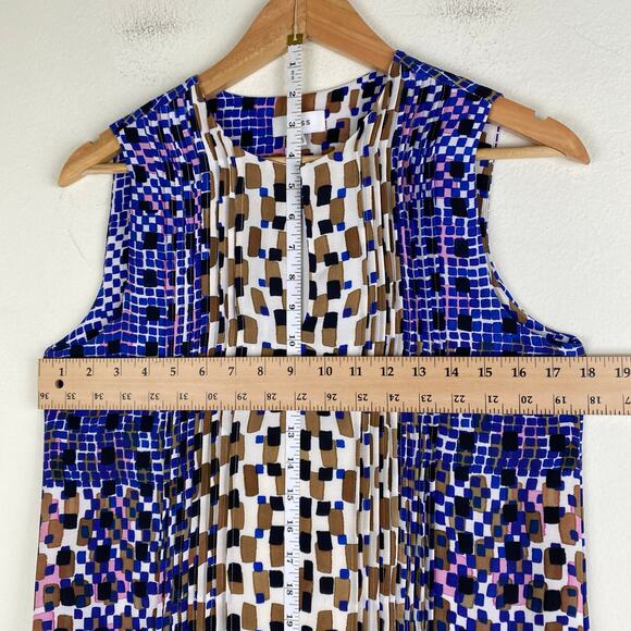 Reiss Saskia Sleeveless Shift Dress Size 2 Blue Abstract Tile - Picture 15 of 16